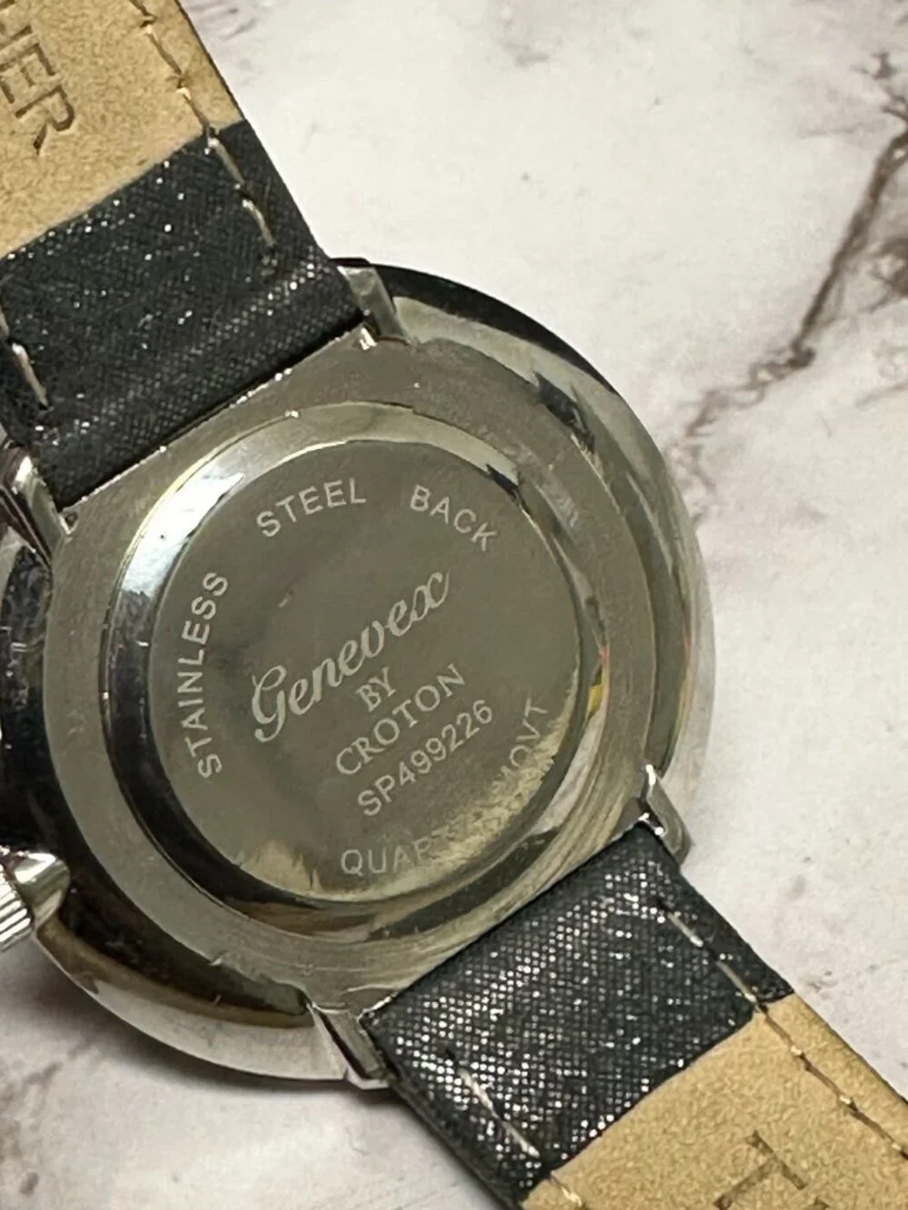 Genevex by Croton Watch Women Silver Tone Blue Dial Grey Band New Battery
